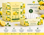 VELORA Lemon Scented Premium Facial Tissues – Pack of 4 | 60 Tissues per Box | Soft, Strong & Absorbent