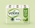 Velora AleoVera Scented 3-Ply Quilted Toilet Tissue – 12 Roll Pack