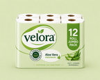 Velora AleoVera Scented 3-Ply Quilted Toilet Tissue – 12 Roll Pack