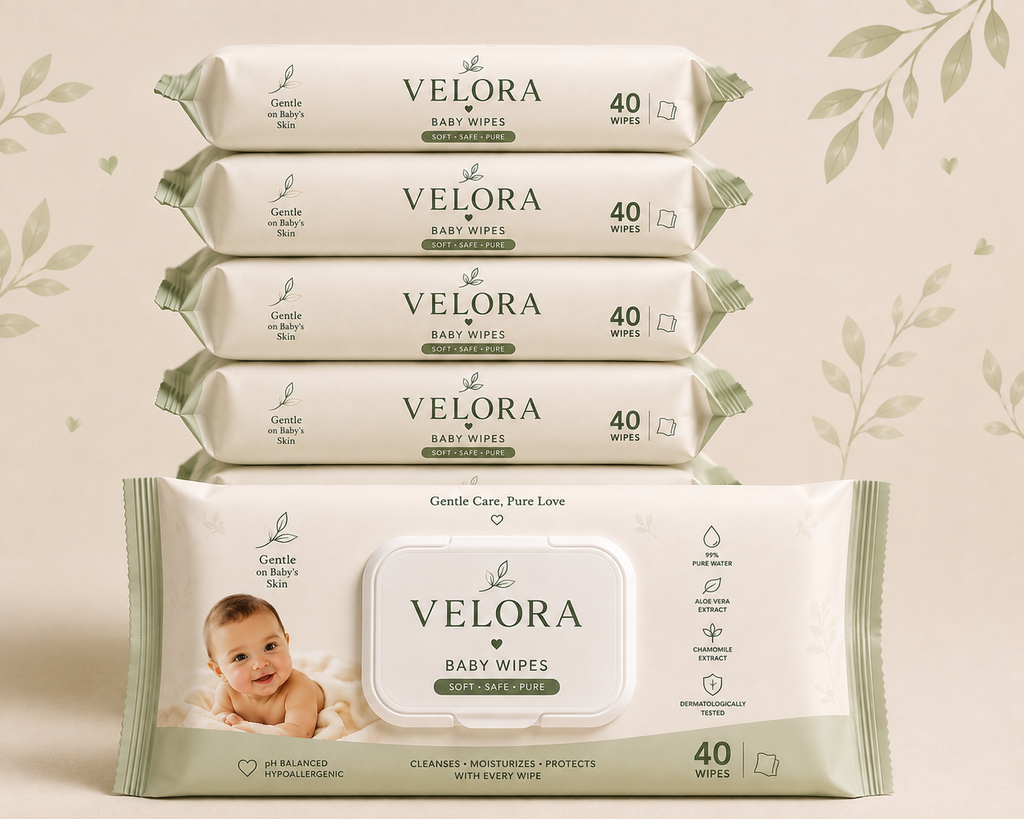Velora Baby Wipes – Soft, Safe & Pure | 40 Wipes Each | Pack of 6 (240 Wipes Total)