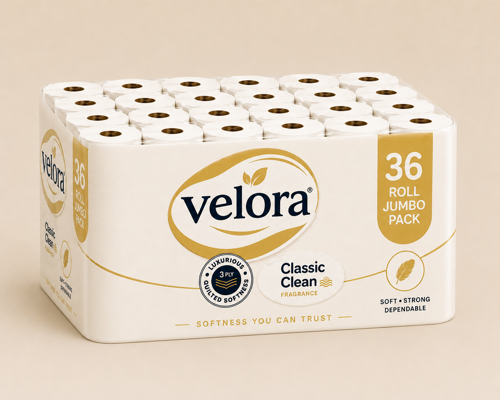 Velora Classic Scented 3-Ply Quilted Toilet Tissue – 12 Roll Pack