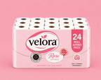 Velora Rose Scented 3-Ply Quilted Toilet Tissue – 12 Roll Pack