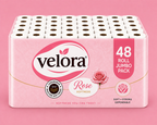 Velora Rose Scented 3-Ply Quilted Toilet Tissue – 12 Roll Pack
