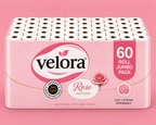 Velora Rose Scented 3-Ply Quilted Toilet Tissue – 12 Roll Pack