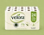 Velora Lily Scented 3-Ply Quilted Toilet Tissue – 12 Roll Pack