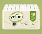Velora Lily Scented 3-Ply Quilted Toilet Tissue – 12 Roll Pack