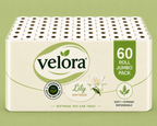 Velora Lily Scented 3-Ply Quilted Toilet Tissue – 12 Roll Pack