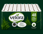 Velora Grass Scented 3-Ply Quilted Toilet Tissue – 12 Roll Pack