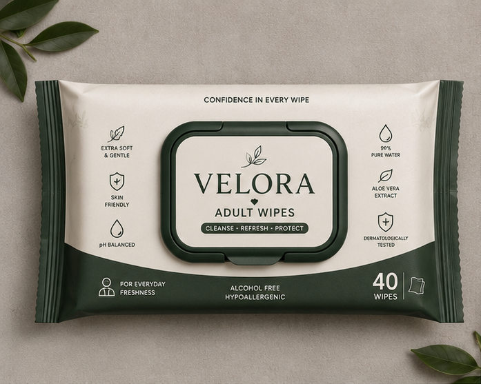 Velora Adult Wipes – Extra Soft & Gentle | 40 Wipes Each | Pack of 6 – 240 Wipes Total