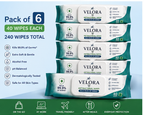 Velora Antibacterial Wipes – Cleanse, Protect & Refresh | 40 Wipes Each | Pack of 6 – 240 Wipes Total