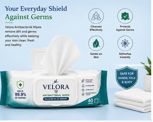Velora Antibacterial Wipes – Cleanse, Protect & Refresh | 40 Wipes Each | Pack of 6 – 240 Wipes Total