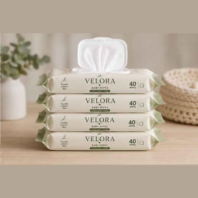 Velora Baby Wipes – Soft, Safe & Pure | 40 Wipes Each | Pack of 6 (240 Wipes Total)