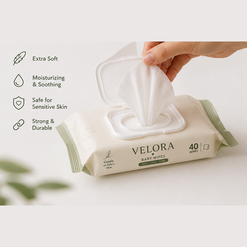Velora Baby Wipes – Soft, Safe & Pure | 40 Wipes Each | Pack of 6 (240 Wipes Total)