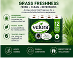 Velora Grass Scented 3-Ply Quilted Toilet Tissue – 12 Roll Pack