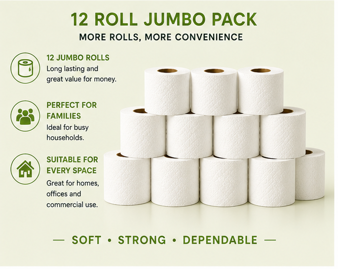 Velora Lily Scented 3-Ply Quilted Toilet Tissue – 12 Roll Pack