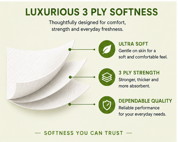 Velora Lily Scented 3-Ply Quilted Toilet Tissue – 12 Roll Pack