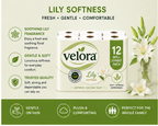 Velora Lily Scented 3-Ply Quilted Toilet Tissue – 12 Roll Pack