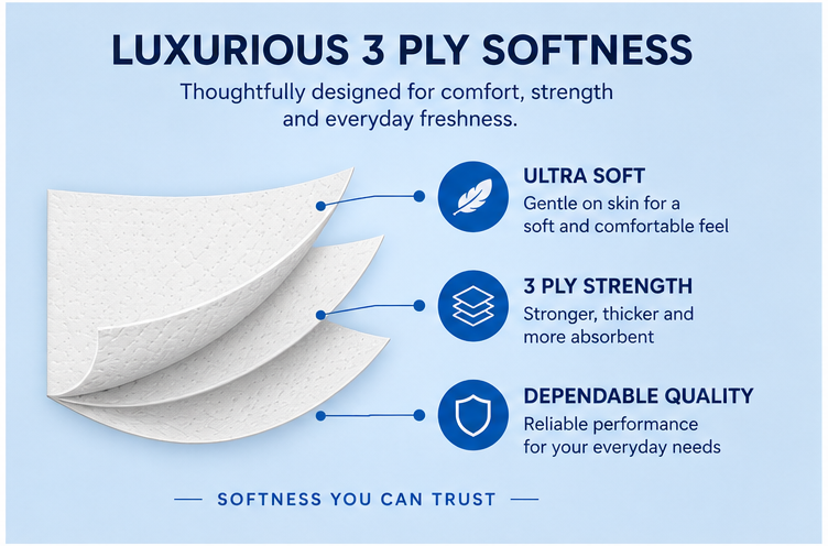 Velora Midnight Storm Scented 3-Ply Quilted Toilet Tissue – 12 Roll Pack