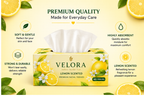 VELORA Lemon Scented Premium Facial Tissues – Pack of 4 | 60 Tissues per Box | Soft, Strong & Absorbent