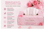 VELORA Rose Scented Premium Facial Tissues – Pack of 4 | 60 Tissues per Box | Soft, Strong & Absorbent